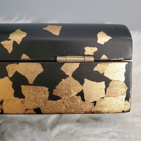 Gold Foil Black Cushioned Wooden Trinket Box - Picture 5 of 11